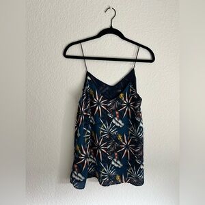 LOB Navy Tropical Print Satin Camisole